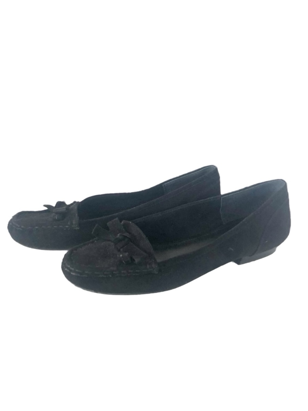BCBGGeneration Deann Leather Suede Slip On Loafers Bow Detailing Comfortable 🖤
